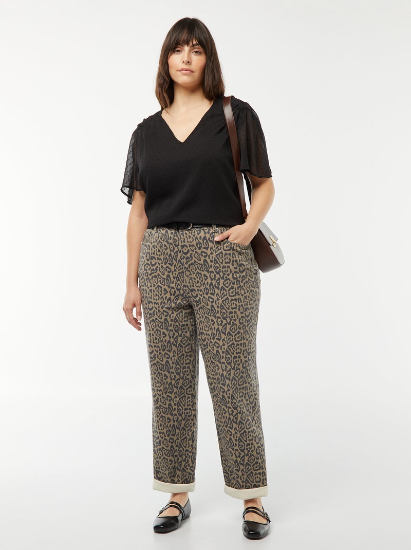 Blouse légère volante en plumetis noir - Kiabi