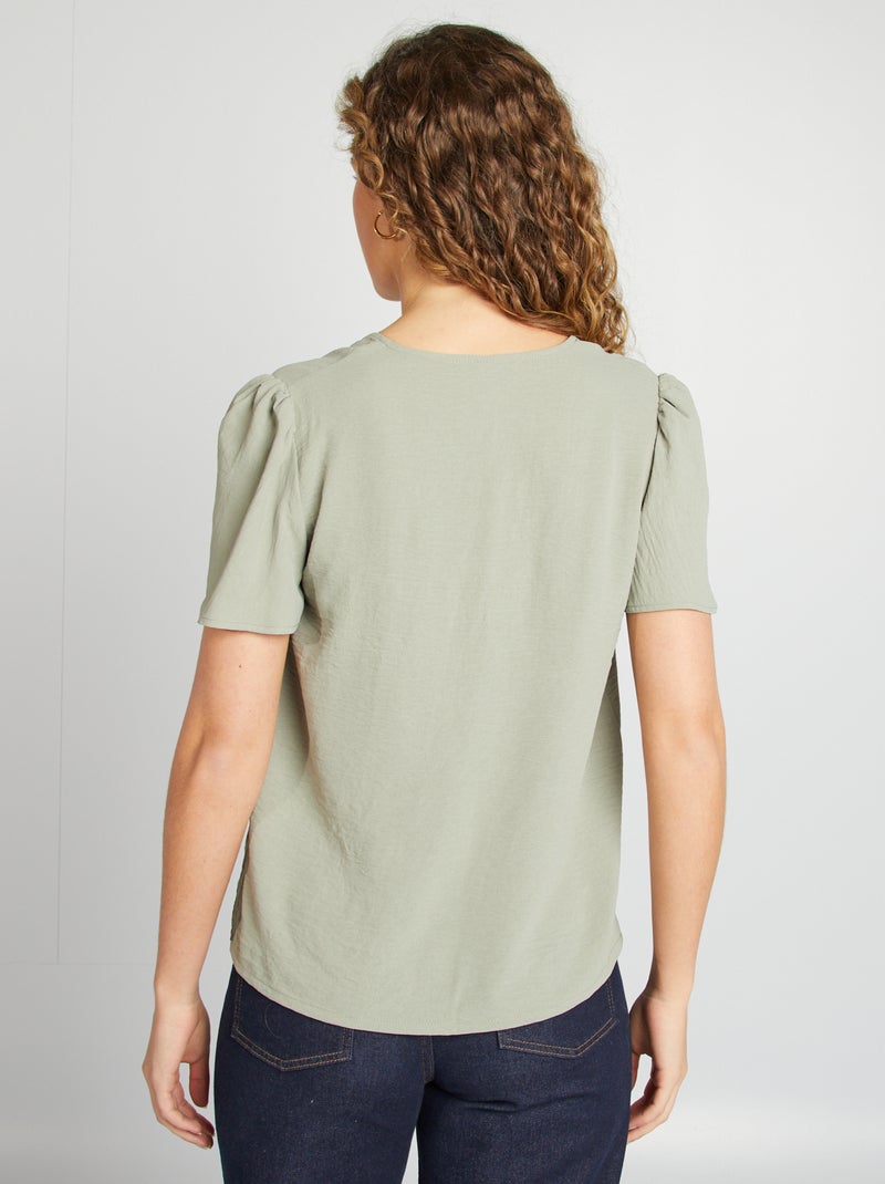 Blouse légère volante Kaki - Kiabi