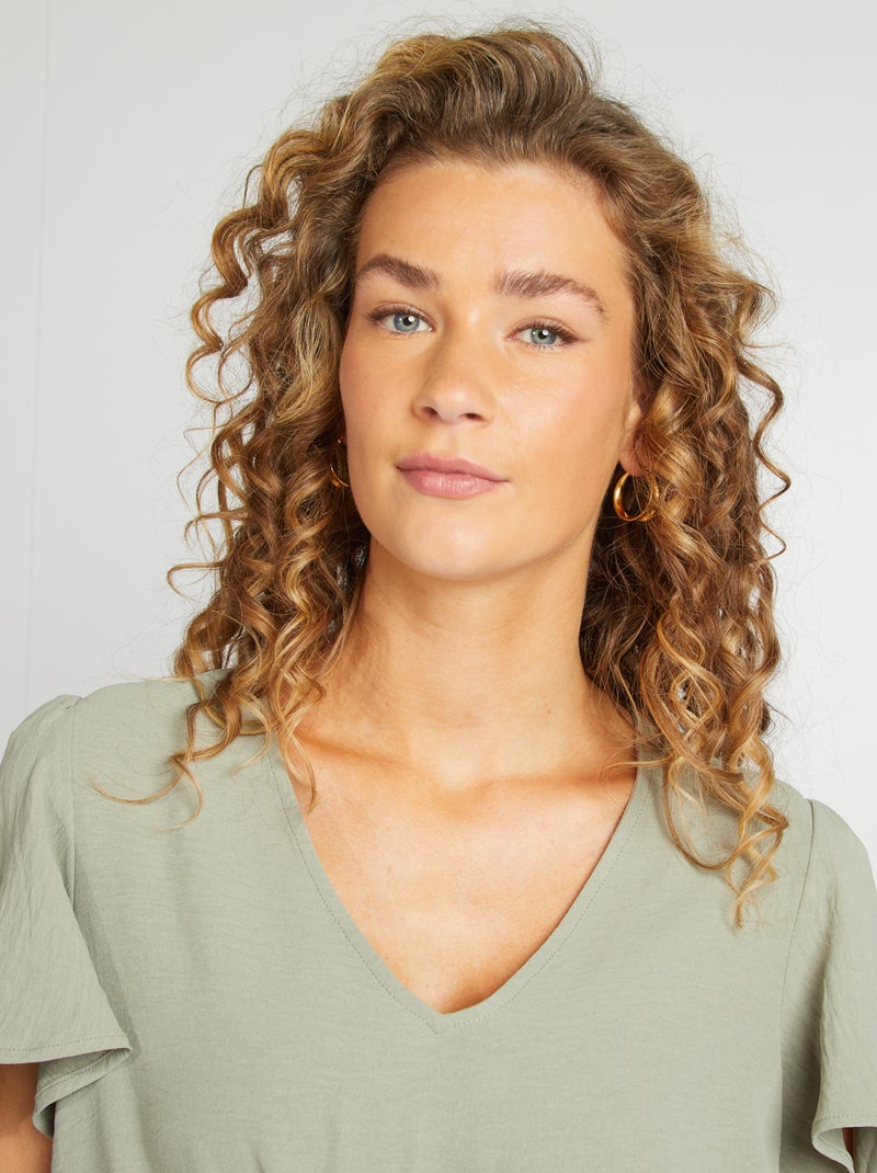 Blouse légère volante Kaki - Kiabi