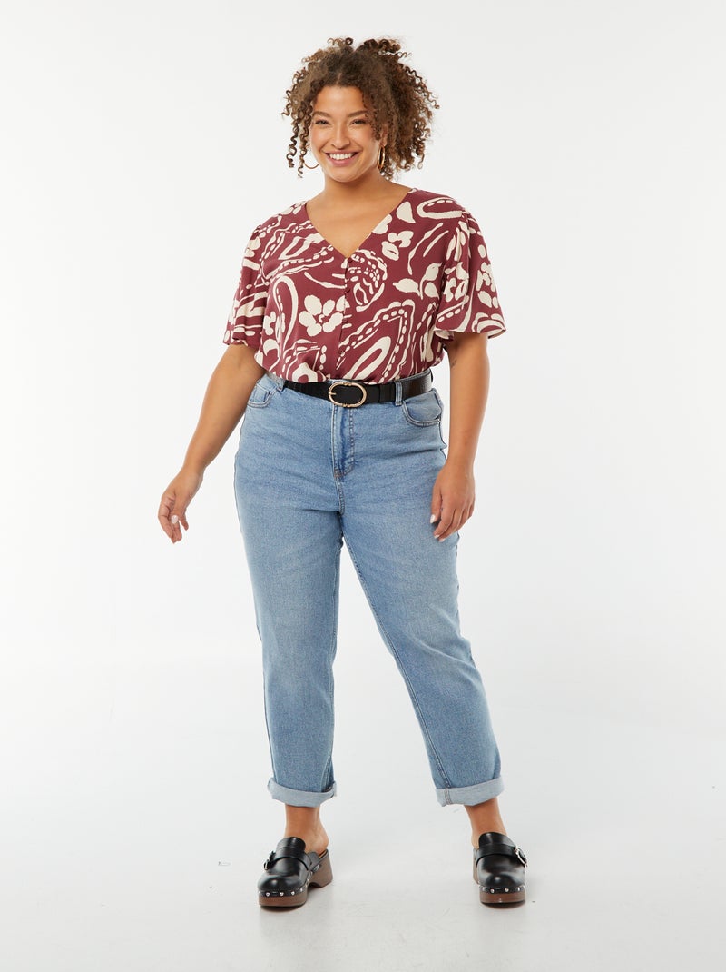 Blouse légère volante manches courtes à motif Rouge - Kiabi