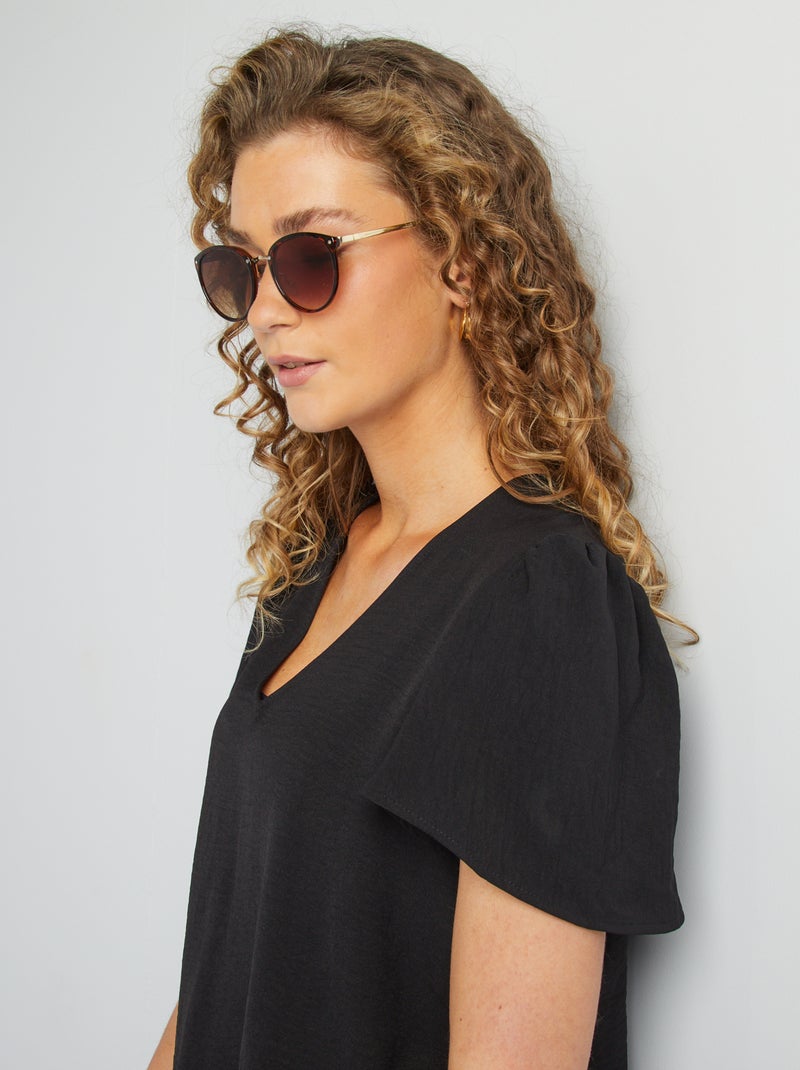 Blouse légère volante noir - Kiabi