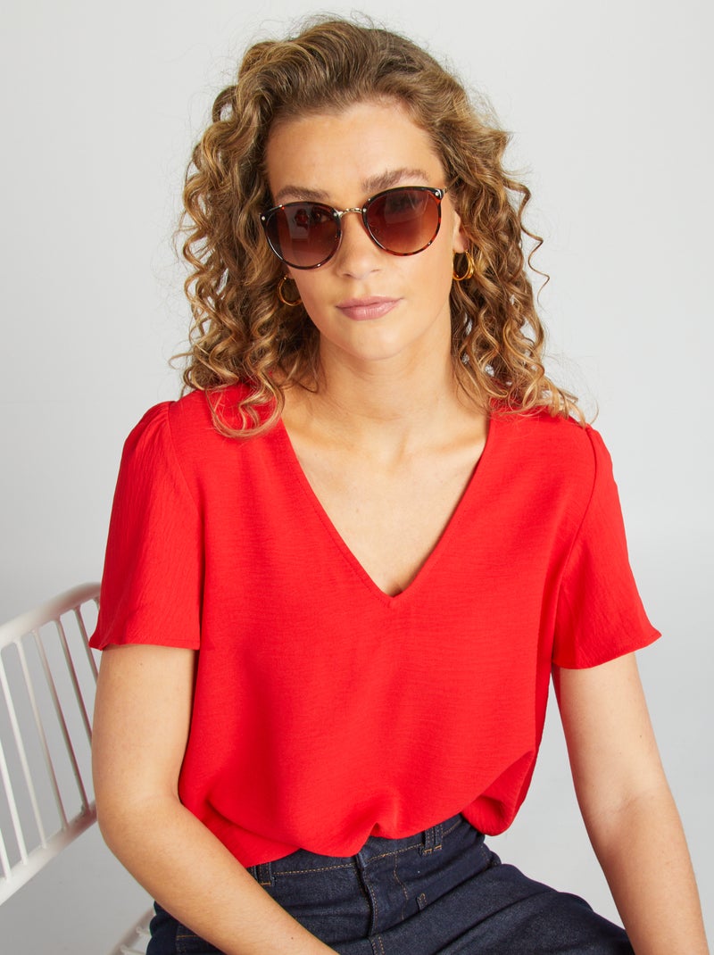 Blouse légère volante Rouge - Kiabi