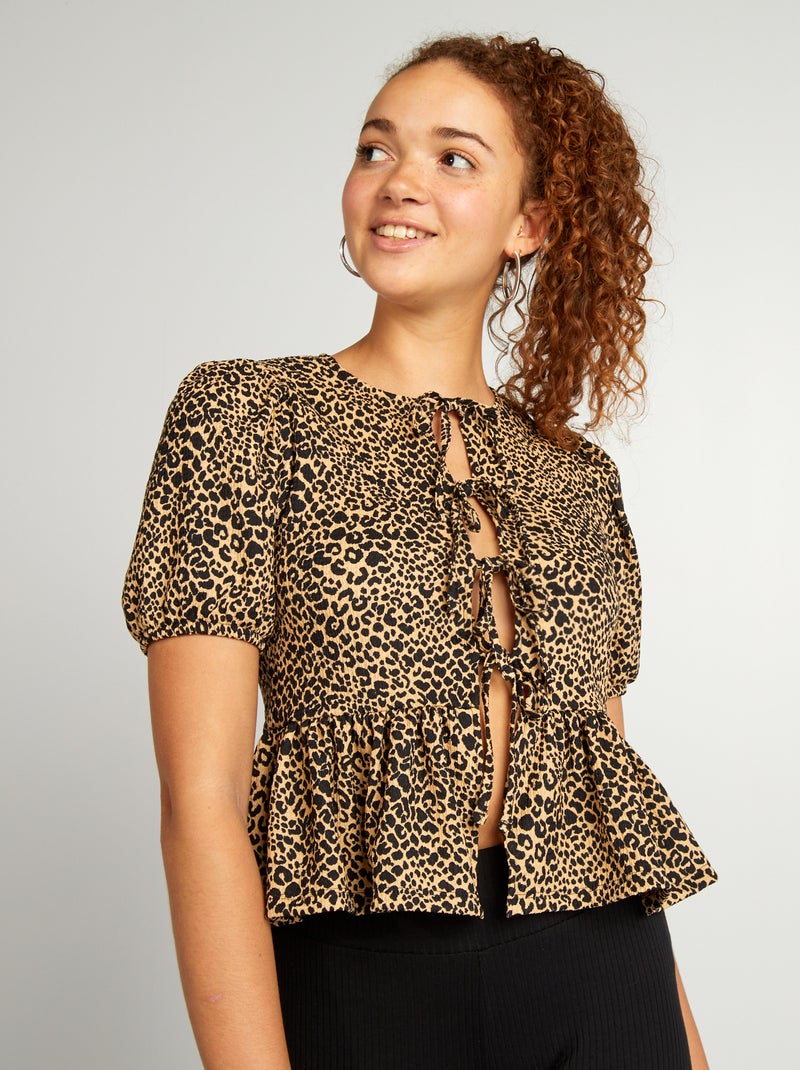 Blouse léopard avec nœuds Léopard - Kiabi