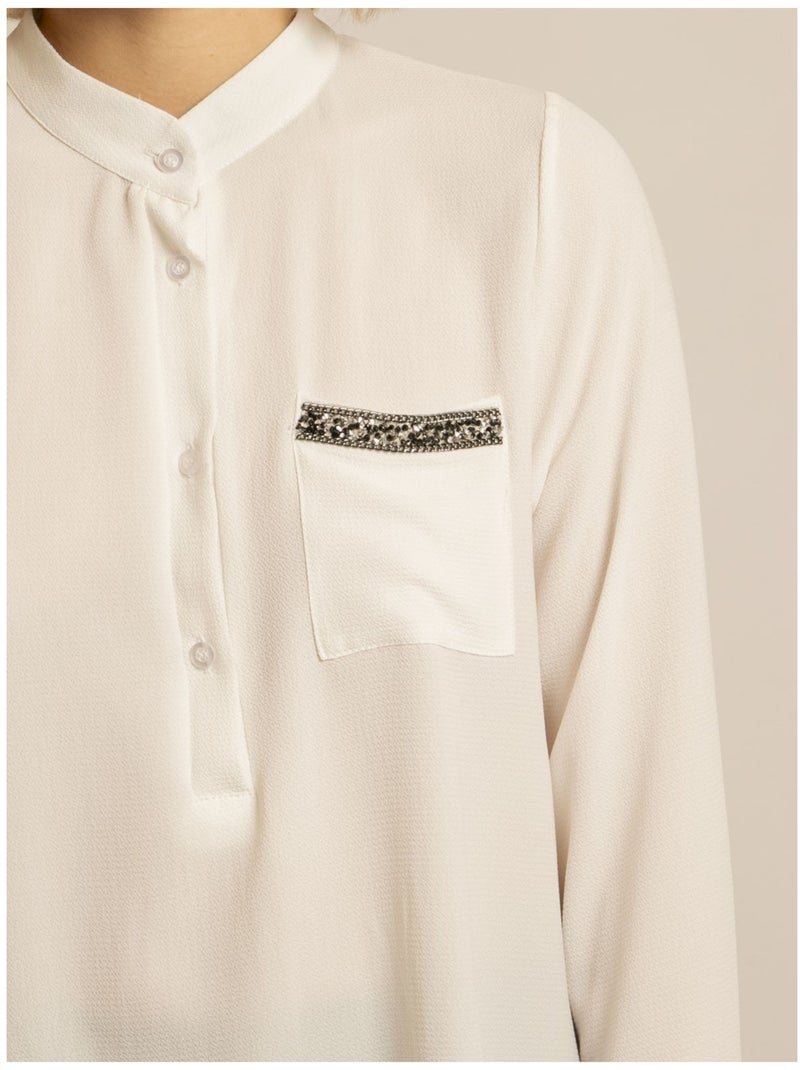 Blouse longue OCELLINA Blanc - Kiabi