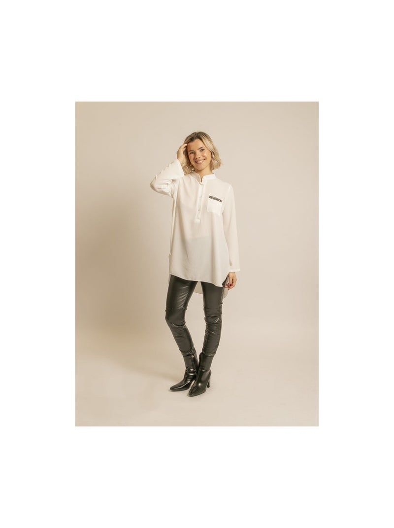 Blouse longue OCELLINA Blanc - Kiabi