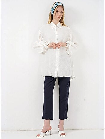 Blouse longue oversize texturée avec col chemise bdart