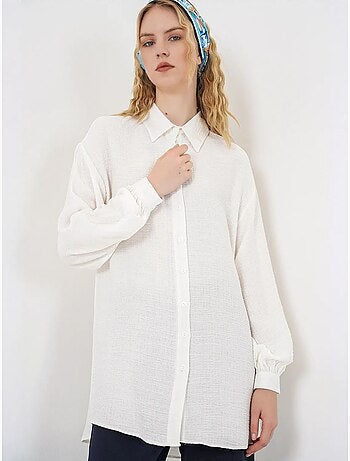 Blouse longue oversize texturée avec col chemise bdart