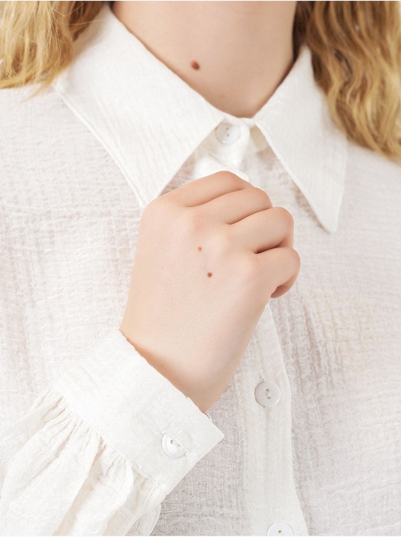 Blouse longue oversize texturée avec col chemise bdart Blanc - Kiabi