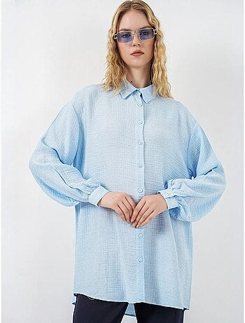 Blouse longue oversize texturée avec col chemise bdart