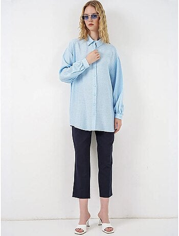 Blouse longue oversize texturée avec col chemise bdart