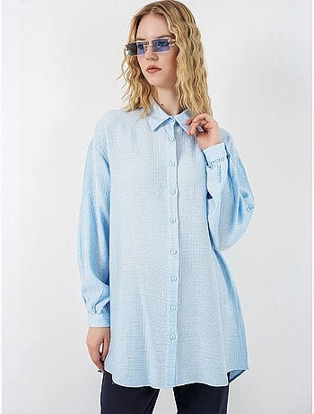 Blouse longue oversize texturée avec col chemise bdart