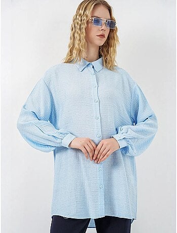 Blouse longue oversize texturée avec col chemise bdart