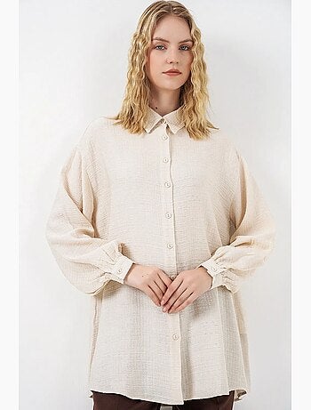 Blouse longue oversize texturée avec col chemise bdart