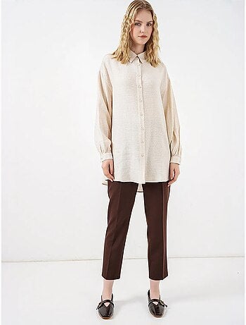 Blouse longue oversize texturée avec col chemise bdart