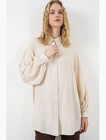 Blouse longue oversize texturée avec col chemise bdart