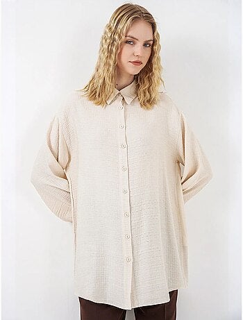 Blouse longue oversize texturée avec col chemise bdart