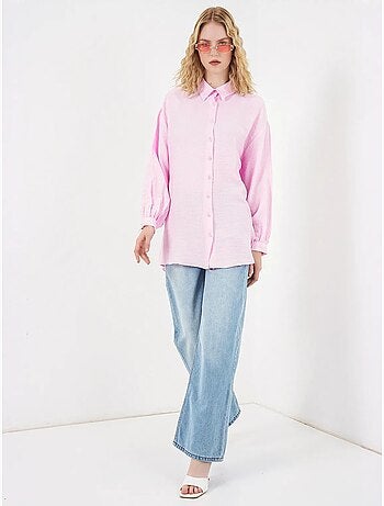 Blouse longue oversize texturée avec col chemise bdart