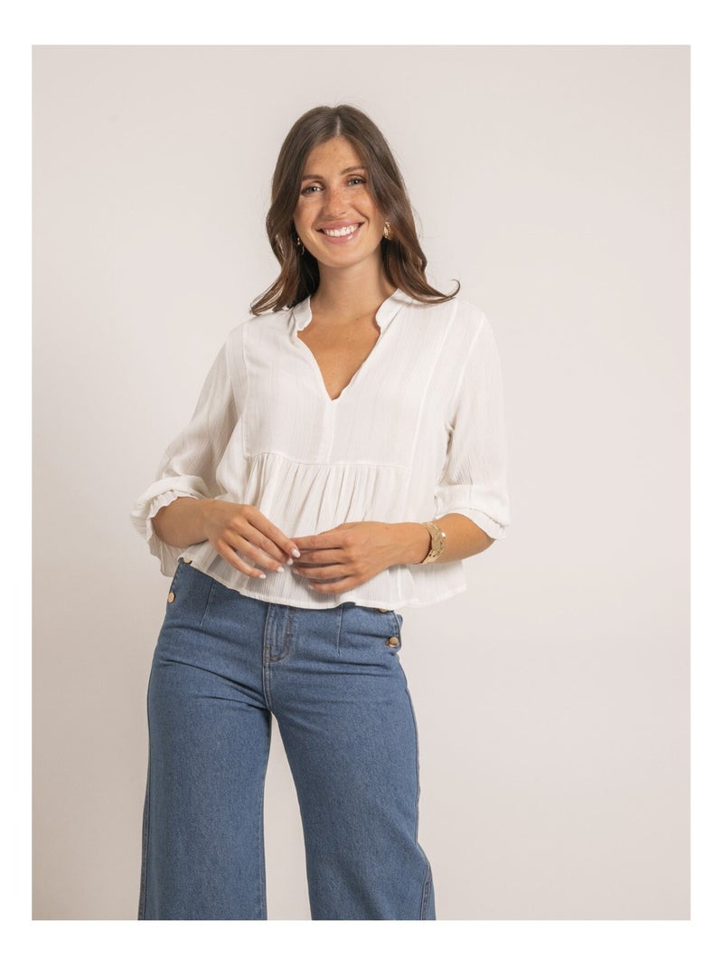 Blouse lurex FERGIE Blanc - Kiabi