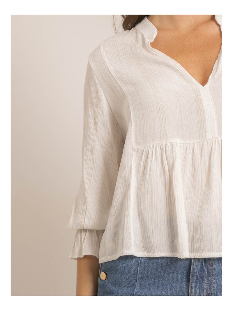 Blouse lurex FERGIE Blanc - Kiabi