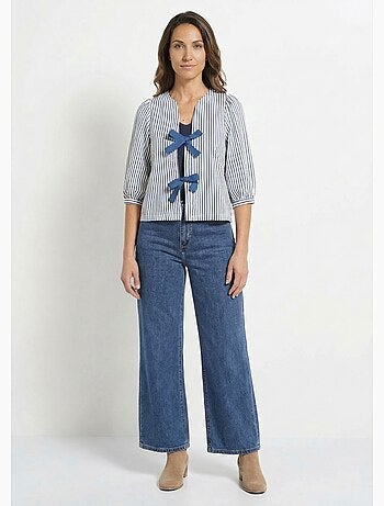 Blouse manches 3/4 avec noeuds fantaisie - AFIBEL