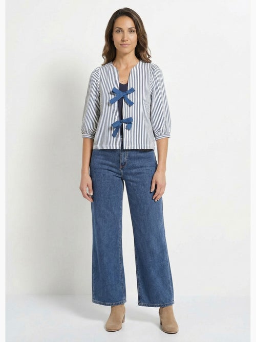 Blouse manches 3/4 avec noeuds fantaisie - AFIBEL - Kiabi