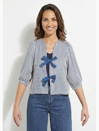 Blouse manches 3/4 avec noeuds fantaisie