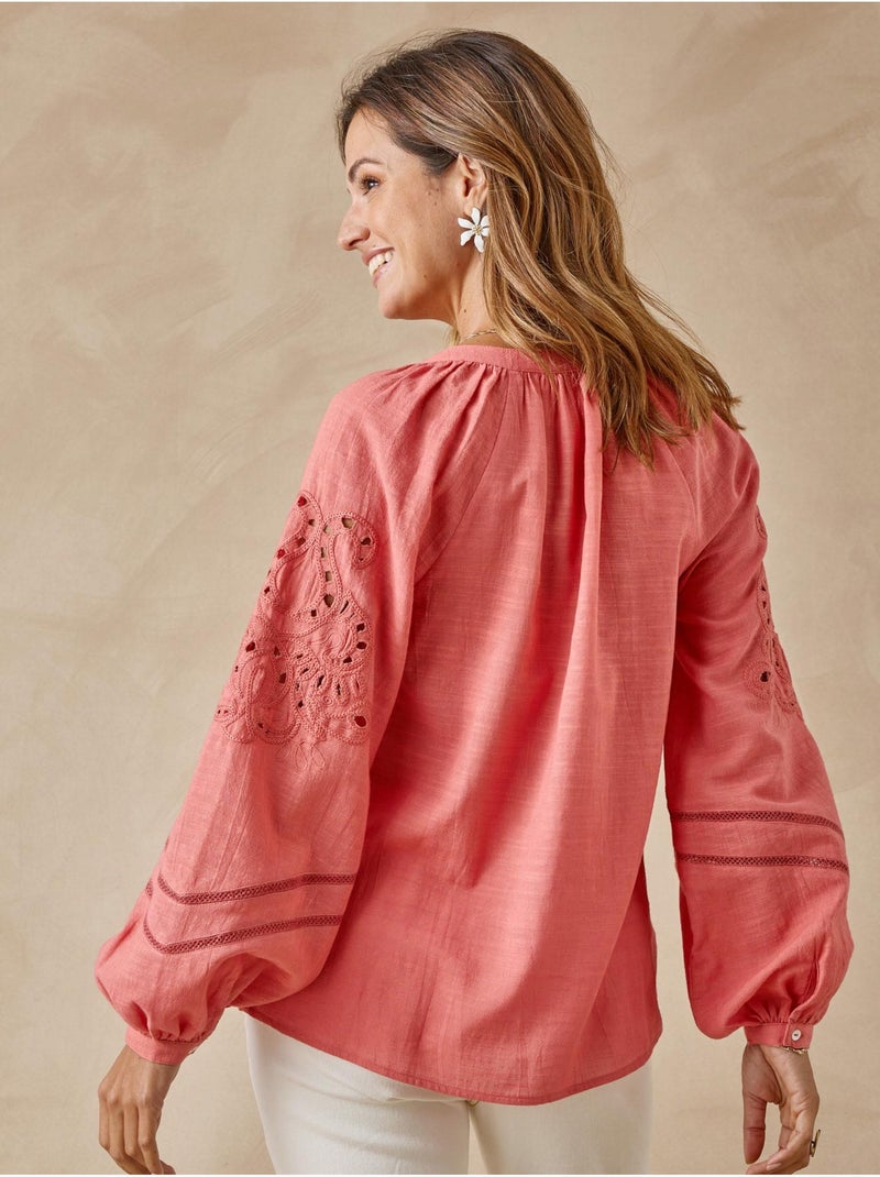 Blouse manches brodées femme - DAXON Corail - Kiabi