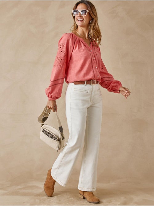 Blouse manches brodées femme - DAXON - Kiabi
