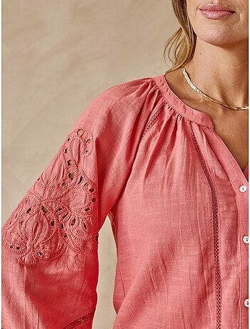 Blouse manches brodées femme