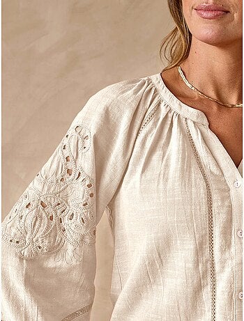 Blouse manches brodées femme