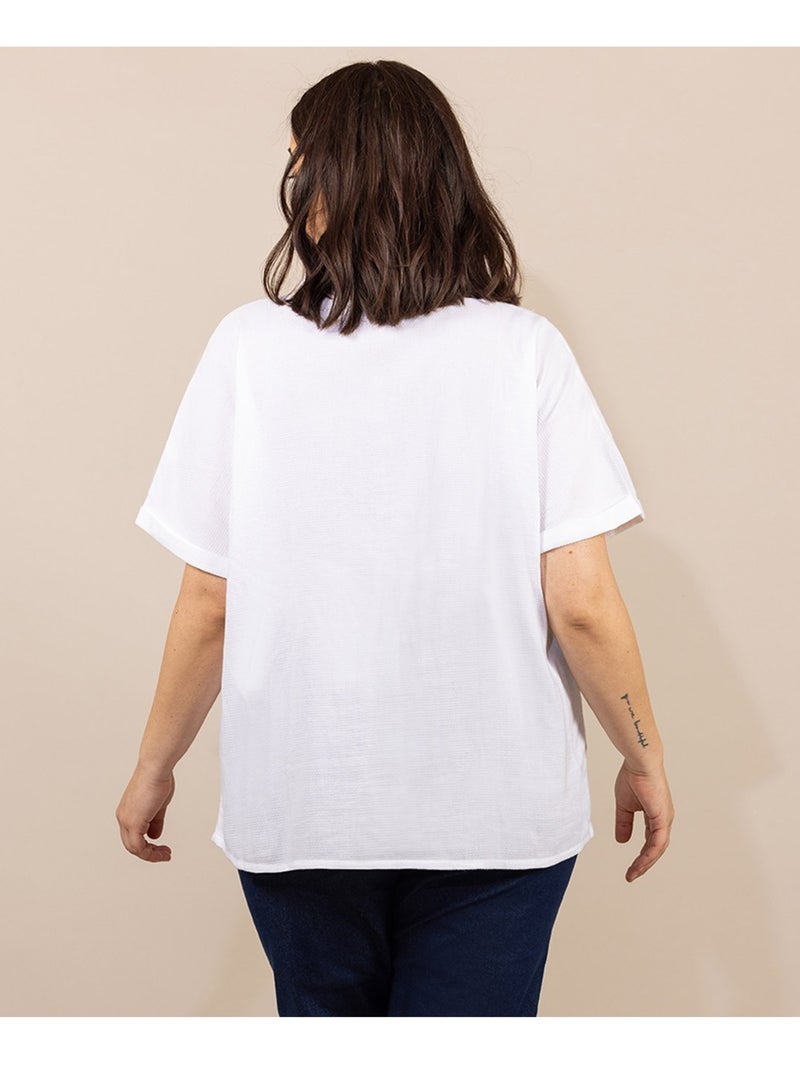 Blouse manches courtes - Terre de Marins Blanc - Kiabi