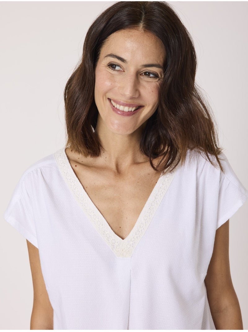 Blouse manches courtes - Terre de Marins Blanc - Kiabi