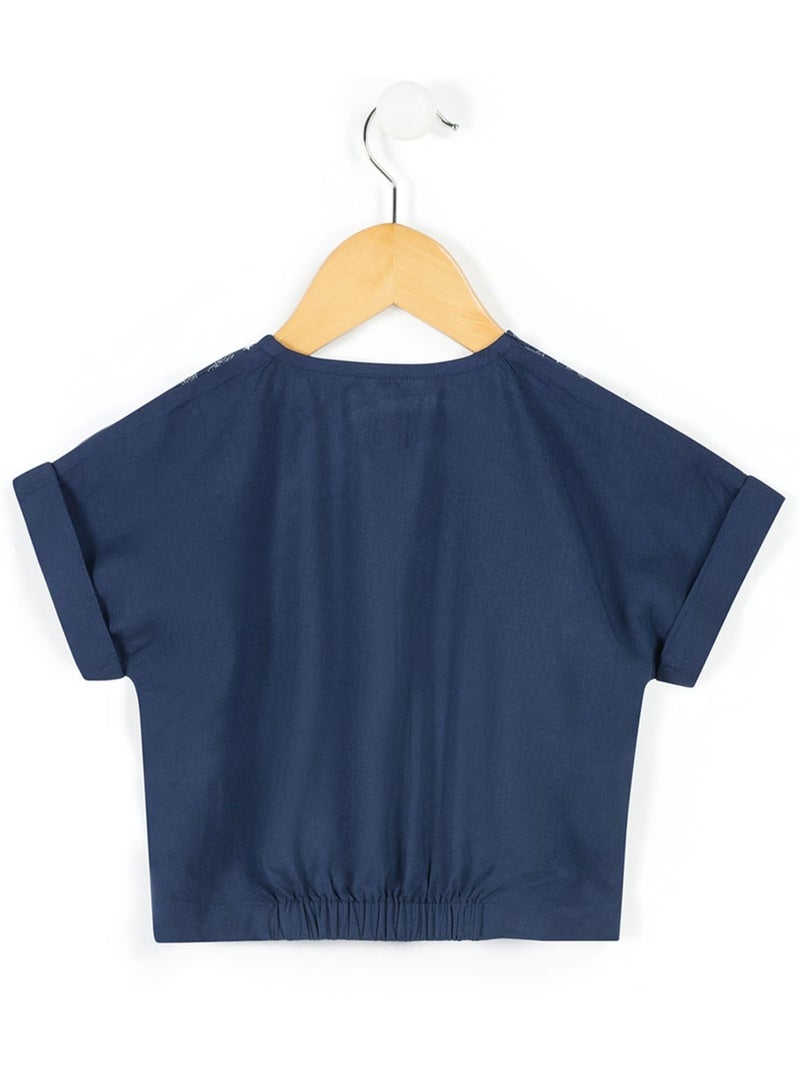 Blouse manches courtes - Terre de Marins Bleu marine - Kiabi