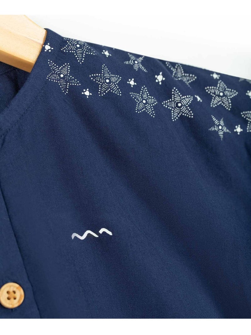 Blouse manches courtes - Terre de Marins Bleu marine - Kiabi