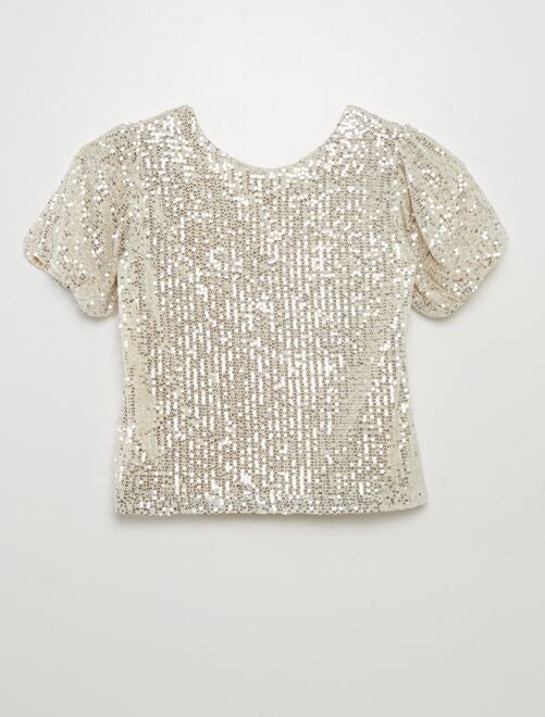 Blouse manches courtes à sequins - Kiabi