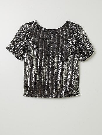 Blouse manches courtes à sequins