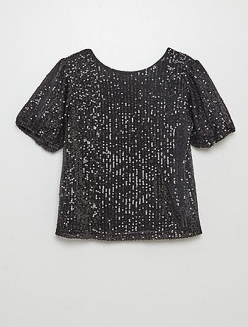 Blouse manches courtes à sequins