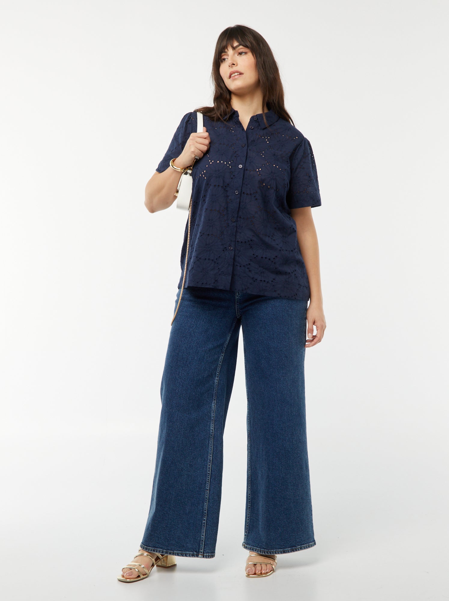 Chemise Femme Bobbie Brooks Denim Bleu Brodée - Taille XL - Occasion Bon état