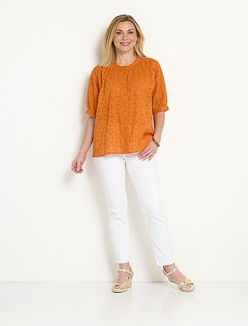 Blouse manches courtes broderie anglaise - Afibel