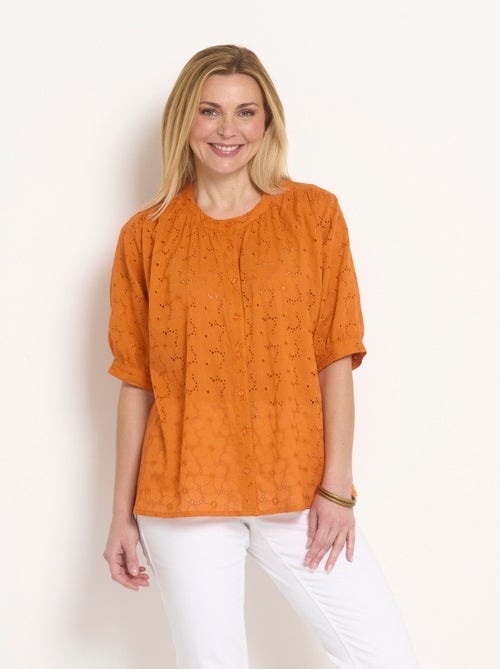 Blouse manches courtes broderie anglaise - Afibel - Kiabi