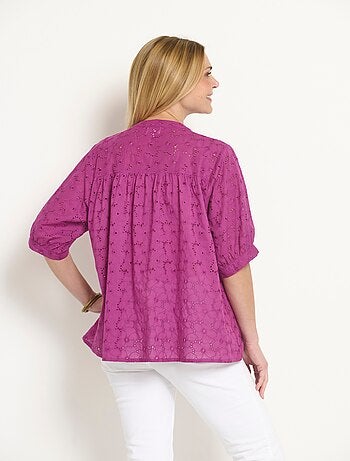 Blouse manches courtes broderie anglaise - Afibel