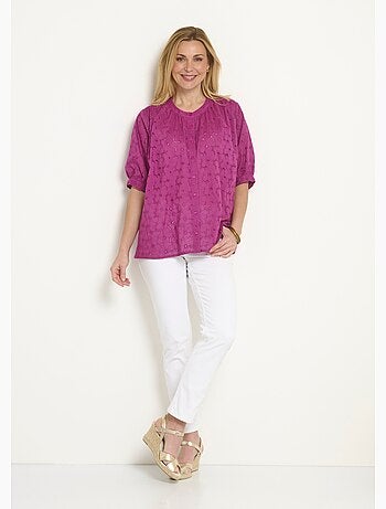 Blouse manches courtes broderie anglaise - Afibel