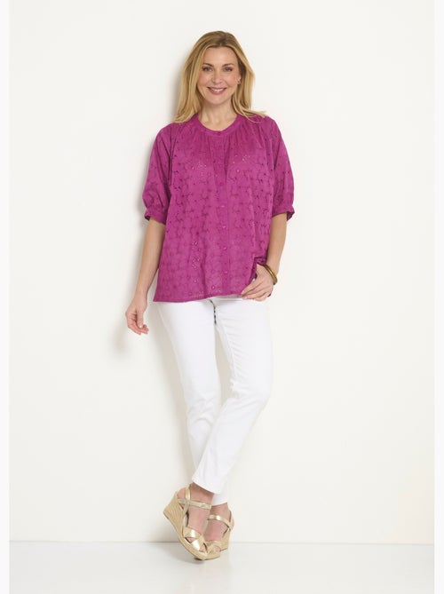 Blouse manches courtes broderie anglaise - Afibel - Kiabi