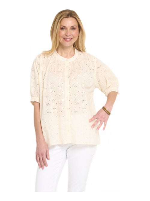 Blouse manches courtes broderie anglaise - Kiabi