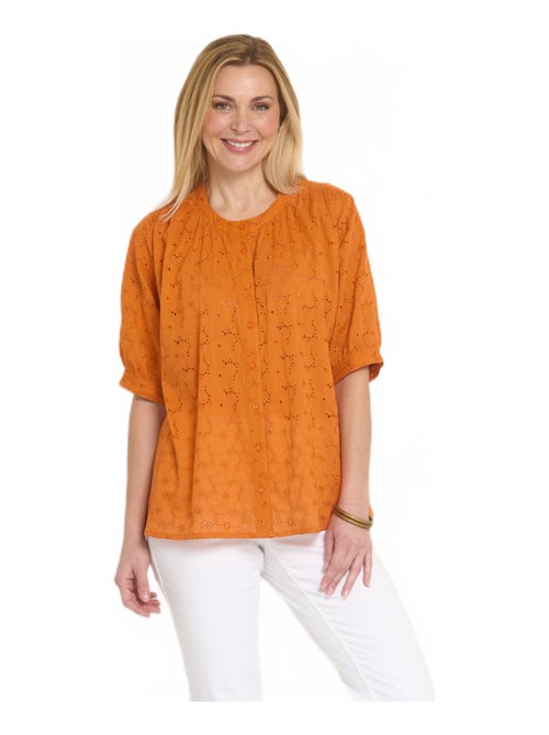 Blouse manches courtes broderie anglaise - Kiabi