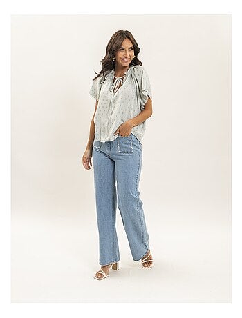 Blouse manches courtes motifs lurex FIKOL