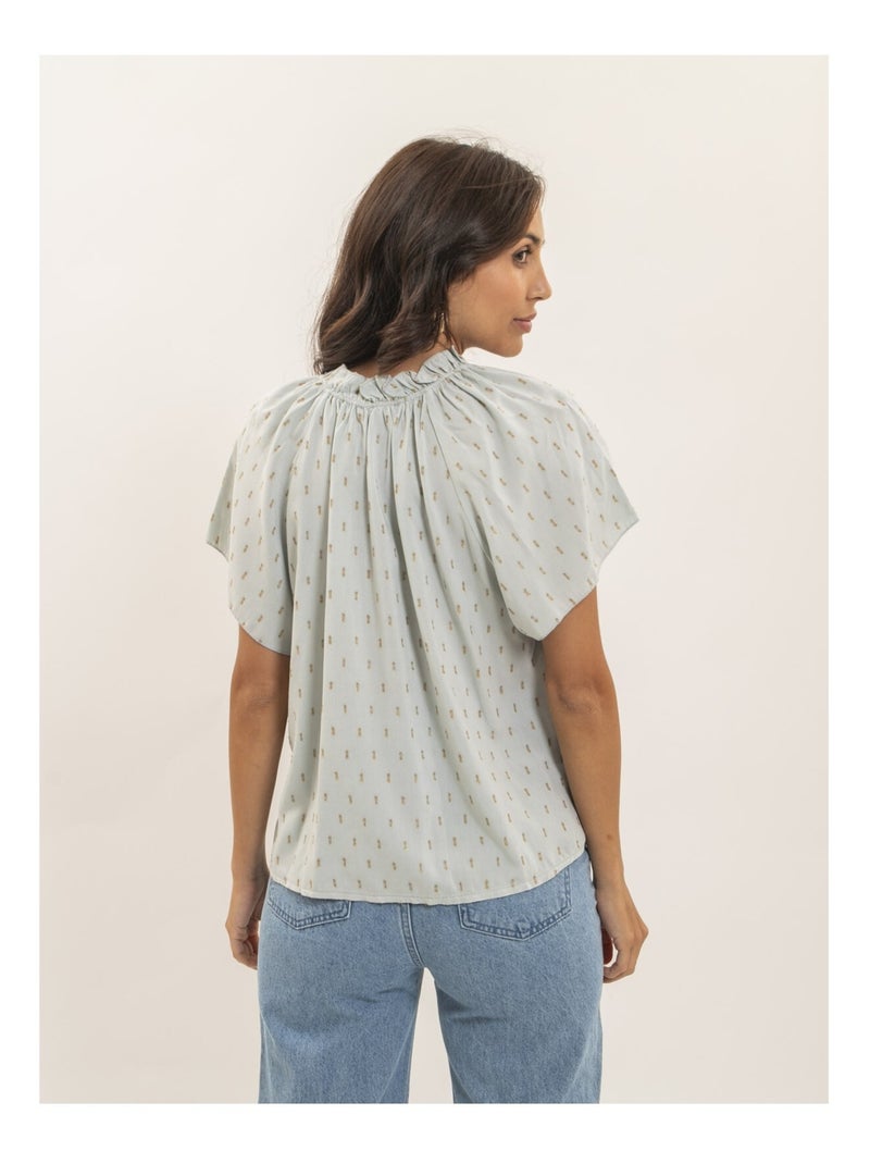 Blouse manches courtes motifs lurex FIKOL Gris clair - Kiabi