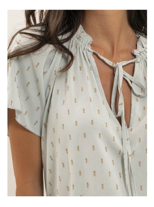 Blouse manches courtes motifs lurex FIKOL - Kiabi