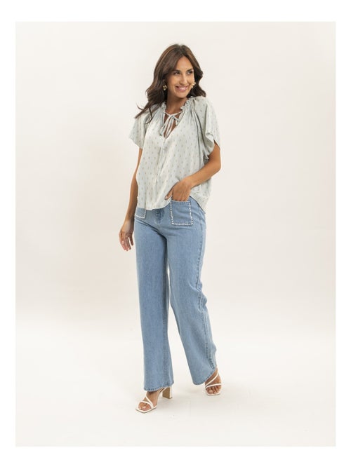 Blouse manches courtes motifs lurex FIKOL - Kiabi