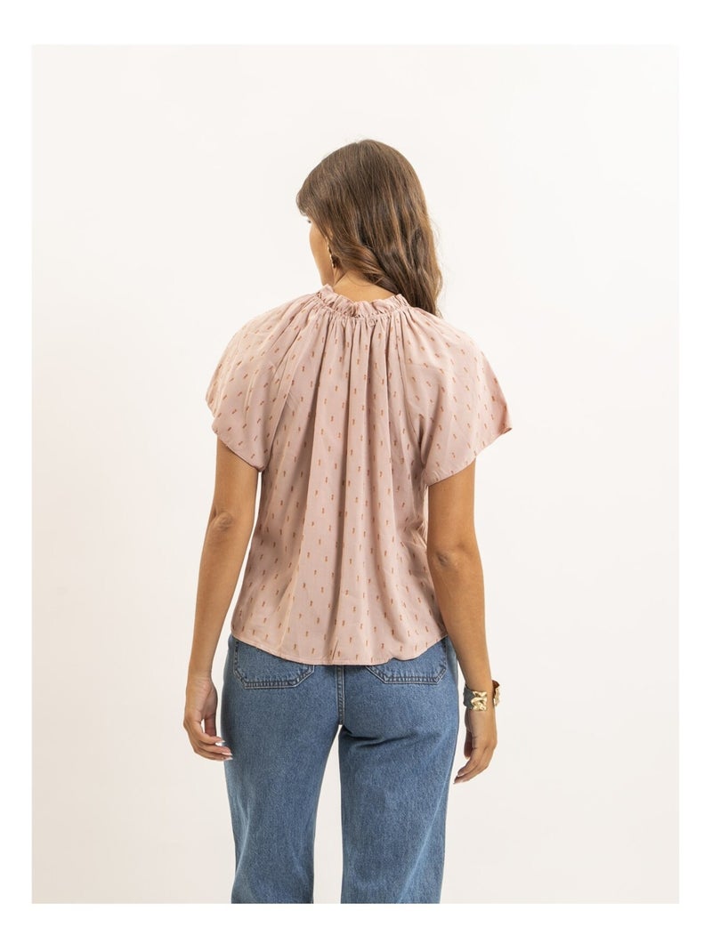 Blouse manches courtes motifs lurex FIKOL Rose - Kiabi